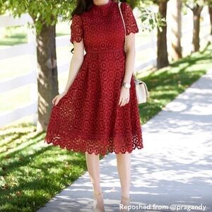 Rachel Parcell Burgundy Lace Midi Dress